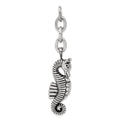 Stainless Steel Antiqued Seahorse Interchangeable Charm Pendant, 2.5 x 13.5 mm