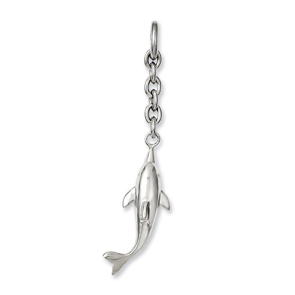 Stainless Steel Dolphin Interchangeable Charm Pendant, 2.5 x 13 mm