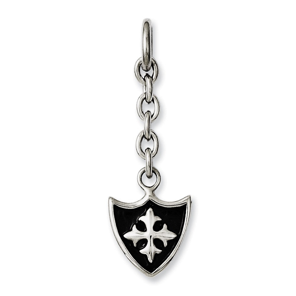 Stainless Steel Shield Interchangeable Charm Pendant, 1.75 x 16 mm