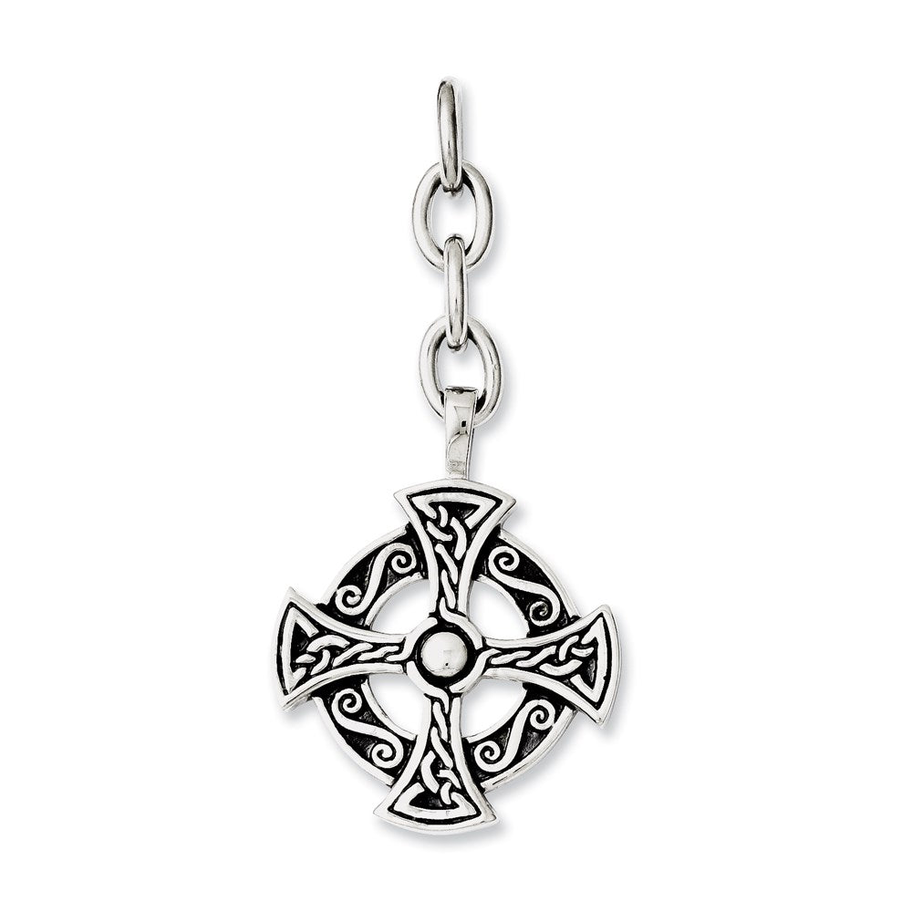 Stainless Steel Celtic Cross Interchangeable Charm Pendant, 2.5 x 29 mm