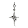 Stainless Steel Cross w/CZ Interchangeable Charm Pendant, 2.75 x 27 mm