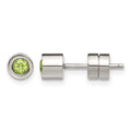 Chisel Stainless Steel Polished Green CZ May Birthstone Post Stud Earrings, 5.5 x 5.5 mm