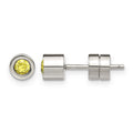 Chisel Stainless Steel Polished Yellow CZ November Birthstone Post Stud Earrings, 5.5 x 5.5 mm