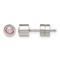 Chisel Stainless Steel Polished Pink CZ October Birthstone Post Stud Earrings, 5.5 x 5.5 mm
