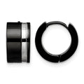 Chisel Stainless Steel Polished Black IP-plated Hinged Hoop Earrings, 13 mm