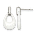 Chisel Stainless Steel Polished with White Ceramic Post Dangle Earrings, 10 mm