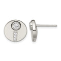 Chisel Stainless Steel Polished CZ Circle Post Earrings, 13 mm