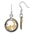 Stainless Steel Yellow IP-Plated & Ceramic Polished/Laser Cut Earrings, 46 x 22.6 mm