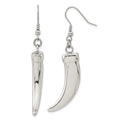 Stainless Steel Polished Claw Shepherd Hook Dangle Earrings, 61 x 19.4 mm