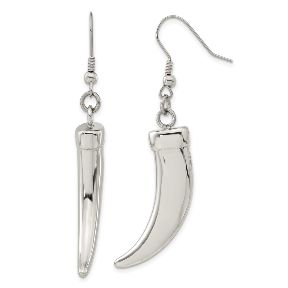 Stainless Steel Polished Claw Shepherd Hook Dangle Earrings, 61 x 19.4 mm