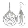 Stainless Steel Polished Twisted Graduated Circles Dangle Earrings