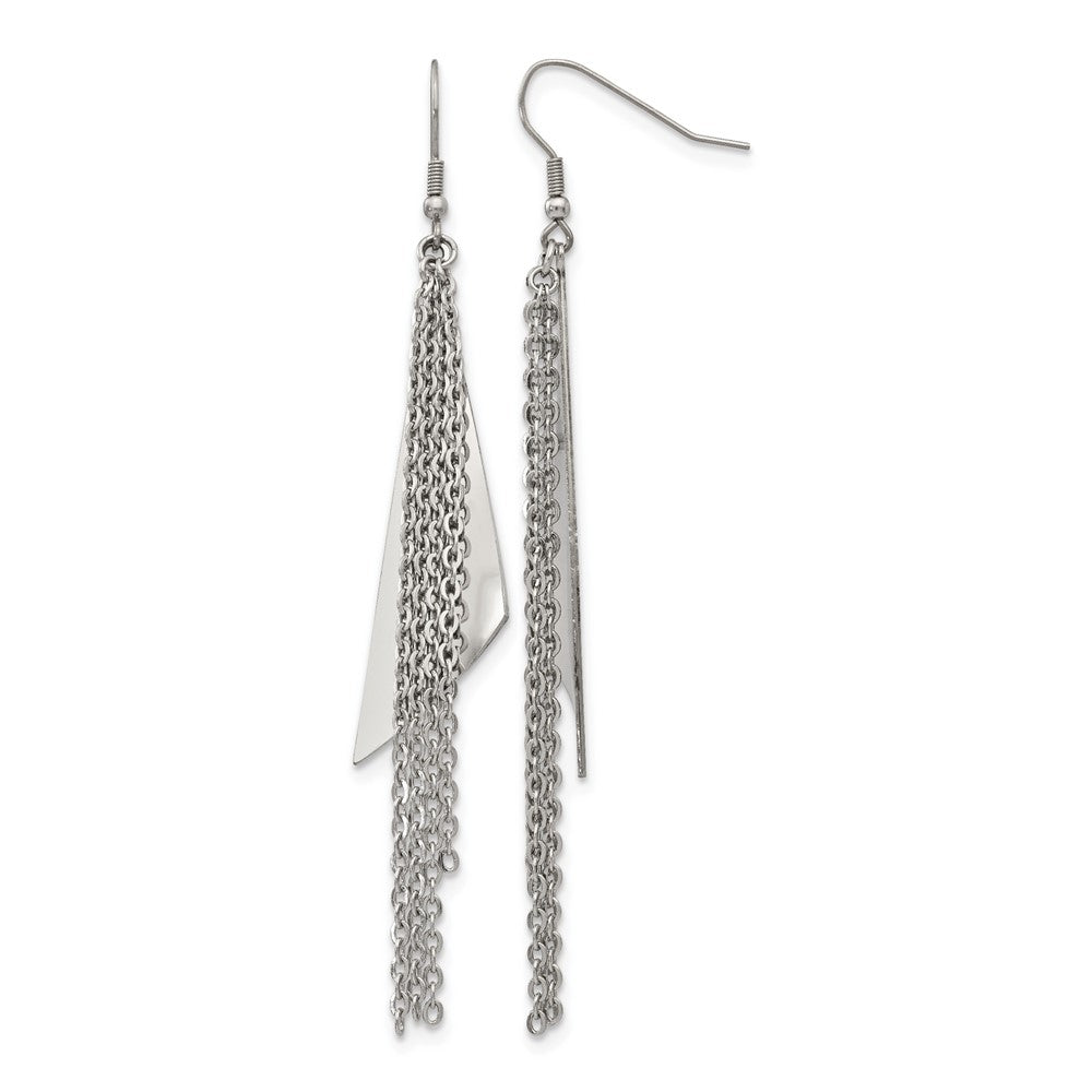 Chisel Stainless Steel Polished Multi Chain Dangle Shepherd Hook Earrings, 20 mm