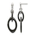 Chisel Stainless Steel Polished with Black Ceramic Post Dangle Earrings, 20 mm