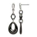 Chisel Stainless Steel Polished with Black Ceramic Post Dangle Earrings, 14 mm