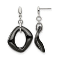 Chisel Stainless Steel Polished with Black Ceramic Post Dangle Earrings, 28 mm