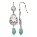 Chisel Stainless Steel Polished Imitation Turquoise Dangle Shepherd Hook Earrings, 14 mm