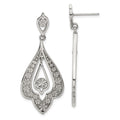 Stainless Steel Polished and Textured Post Dangle Earrings, 46.25 x 19.5 mm