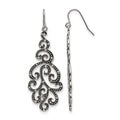 Chisel Stainless Steel Antiqued and Polished with Crystal Shepherd Hook Earrings, 20 mm