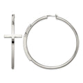 Chisel Stainless Steel Polished Large Cross Hoop Earrings, 64 mm