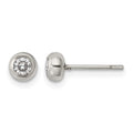 Chisel Stainless Steel Polished 3mm Bezel CZ Stud Post Earrings, 4.88 x 4.89 mm