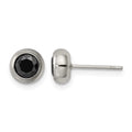 Chisel Stainless Steel Polished 5mm Bezel Black CZ Stud Post Earrings, 6.86 x 6.88 mm