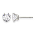 Chisel Stainless Steel Polished 6mm Heart CZ Stud Post Earrings, 6.22 x 6 mm