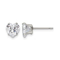 Chisel Stainless Steel Polished 7mm Heart CZ Stud Post Earrings, 7.11 x 7.02 mm