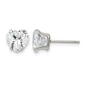 Chisel Stainless Steel Polished 8mm Heart CZ Stud Post Earrings, 8.19 x 7.9 mm