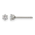 Chisel Stainless Steel Polished 3mm Round CZ Stud Post Earrings, 3.28 x 3.46 mm