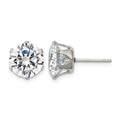 Chisel Stainless Steel Polished 10mm Round CZ Stud Post Earrings, 10.85 x 10.17 mm