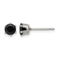 Chisel Stainless Steel Polished 5mm Black Round CZ Stud Post Earrings, 5.6 x 5.65 mm