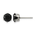 Chisel Stainless Steel Polished 7mm Black Round CZ Stud Post Earrings, 7.7 x 7.06 mm