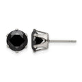 Chisel Stainless Steel Polished 8mm Black Round CZ Stud Post Earrings, 8.93 x 8.25 mm