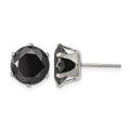 Chisel Stainless Steel Polished 10mm Black Round CZ Stud Post Earrings, 10.85 x 9.95 mm