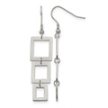 Chisel Stainless Steel Polished Squares Dangle Shepherd Hook Earrings, 50 x 13 mm