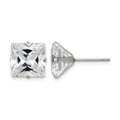 Chisel Stainless Steel Polished 10mm Square CZ Stud Post Earrings, 10.77 x 10.77 mm
