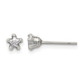 Chisel Stainless Steel Polished 4mm Star CZ Stud Post Earrings, 4.41 x 4.58 mm