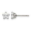 Chisel Stainless Steel Polished 5mm Star CZ Stud Post Earrings, 5.31 x 5.09 mm