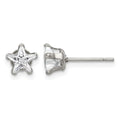 Chisel Stainless Steel Polished 6mm Star CZ Stud Post Earrings, 6.57 x 6.65 mm