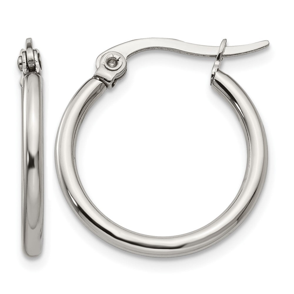 Chisel Stainless Steel Polished 19.5mm Diameter 2mm Hoop Earrings, 18 x 19.5 mm