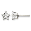 Chisel Stainless Steel Polished 7mm Star CZ Stud Post Earrings, 7.52 x 7.85 mm