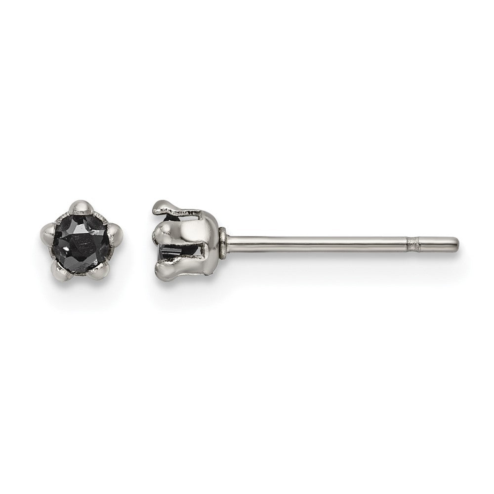 Chisel Stainless Steel Polished 3mm Black Star CZ Stud Post Earrings, 3.24 x 3.33 mm