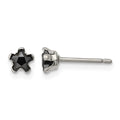 Chisel Stainless Steel Polished 4mm Black Star CZ Stud Post Earrings, 4.51 x 4.47 mm