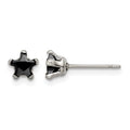 Chisel Stainless Steel Polished 5mm Black Star CZ Stud Post Earrings, 5.5 x 5.66 mm