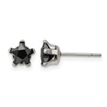 Chisel Stainless Steel Polished 6mm Black Star CZ Stud Post Earrings, 6.64 x 6.64 mm