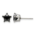 Chisel Stainless Steel Polished 7mm Black Star CZ Stud Post Earrings, 7.68 x 7.97 mm