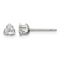 Chisel Stainless Steel Polished 4mm Triangle CZ Stud Post Earrings, 4.35 x 4.45 mm