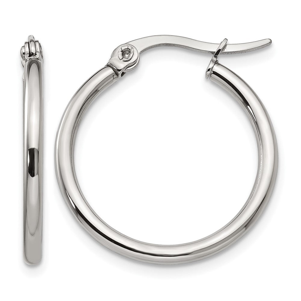 Chisel Stainless Steel Polished 22mm Diameter 2mm Hoop Earrings, 22 x 22 mm