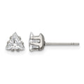 Chisel Stainless Steel Polished 5mm Triangle CZ Stud Post Earrings, 5.56 x 5.55 mm
