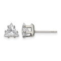 Chisel Stainless Steel Polished 6mm Triangle CZ Stud Post Earrings, 6.37 x 6.66 mm